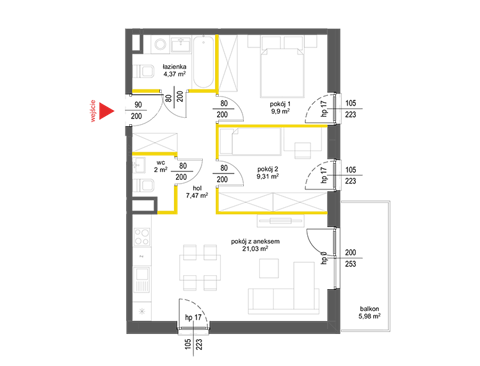 Plan 3 pok. 54m²