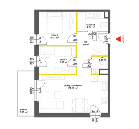Plan 3 pok. 54m²