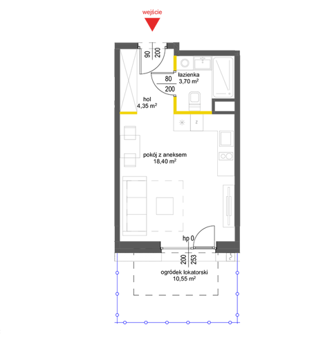 Plan 1 pok. 26m²
