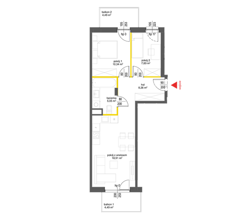 Plan 3 pok. 50m²
