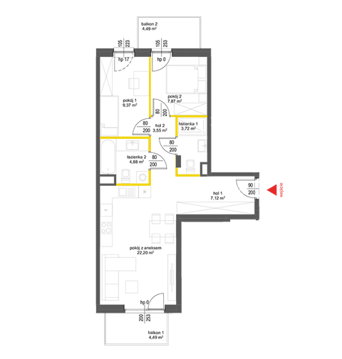 Plan 3 pok. 58m²