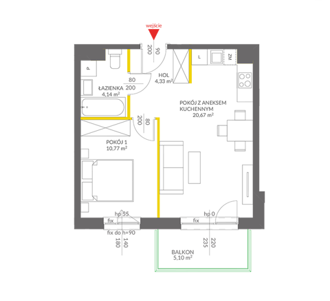 Plan 2 pok. 40m²