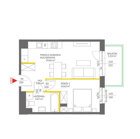 Plan 2 pok. 39m²