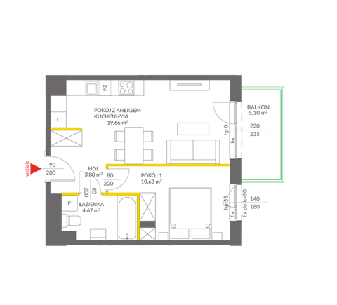 Plan 2 pok. 39m²