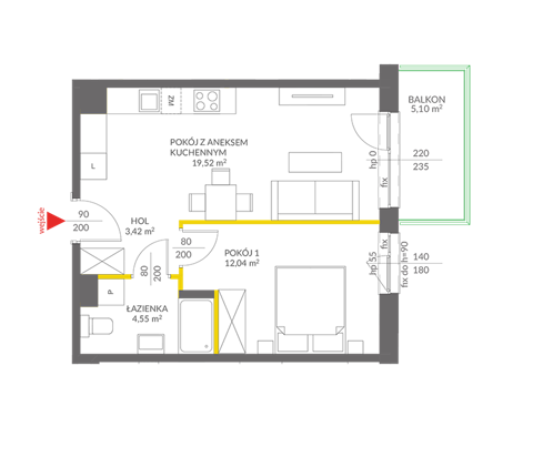 Plan 2 pok. 40m²