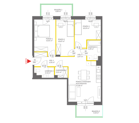 Plan 4 pok. 74m²