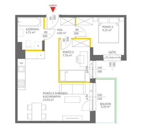 Plan 3 pok. 50m²