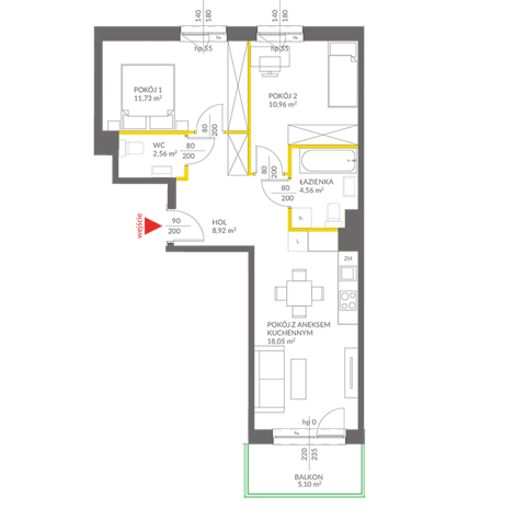 Plan 3 pok. 57m²