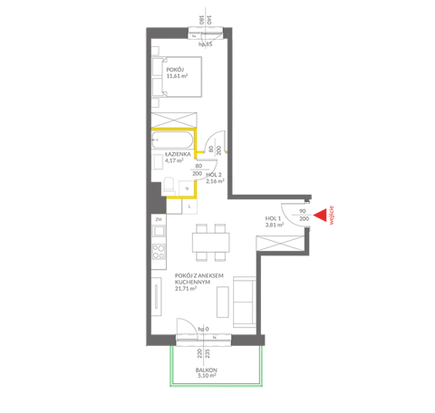 Plan 2 pok. 43m²