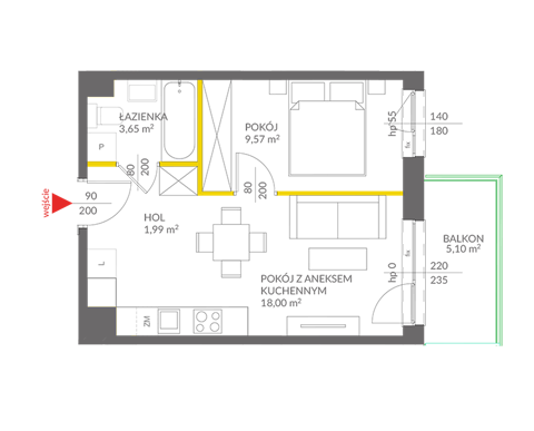 Plan 2 pok. 33m²
