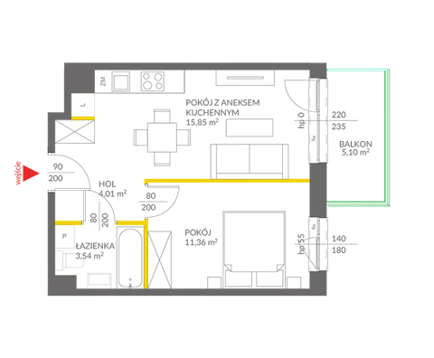 Plan 2 pok. 35m²