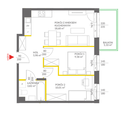Plan 3 pok. 48m²
