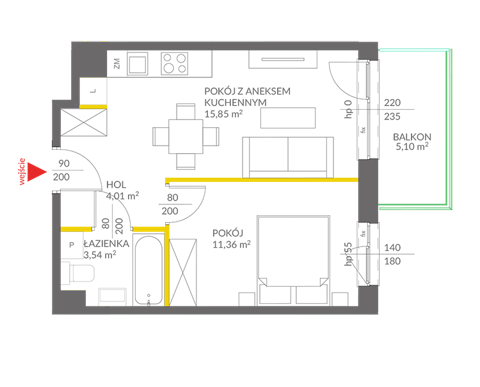 Plan 2 pok. 35m²