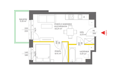 Plan 2 pok. 33m²
