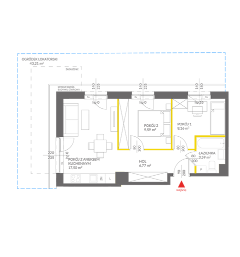 Plan 3 pok. 46m²