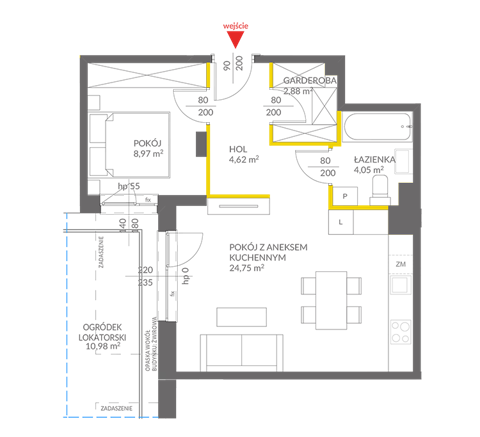 Plan 2 pok. 45m²