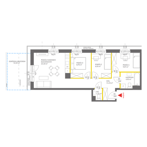 Plan 4 pok. 65m²
