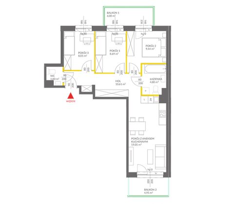 Plan 4 pok. 62m²