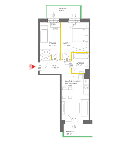 Plan 3 pok. 52m²