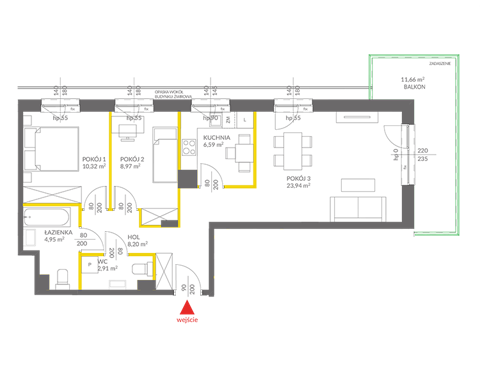 Plan 3 pok. 66m²