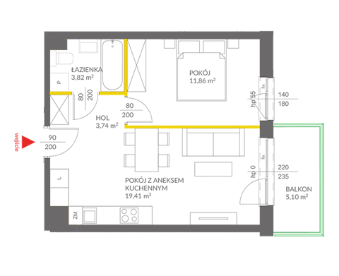 Plan 2 pok. 39m²