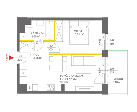 Plan 2 pok. 37m²