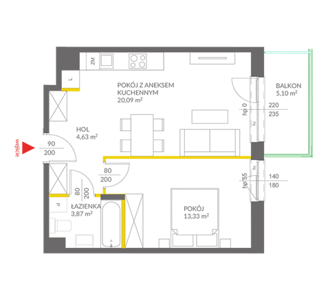 Plan 2 pok. 42m²