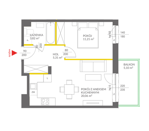 Plan 2 pok. 40m²