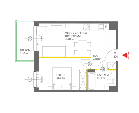 Plan 2 pok. 36m²
