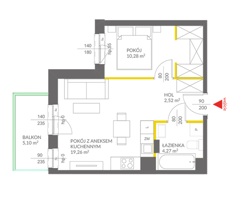 Plan 2 pok. 36m²
