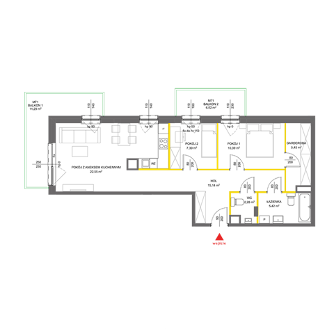 Plan 3 pok. 68m²