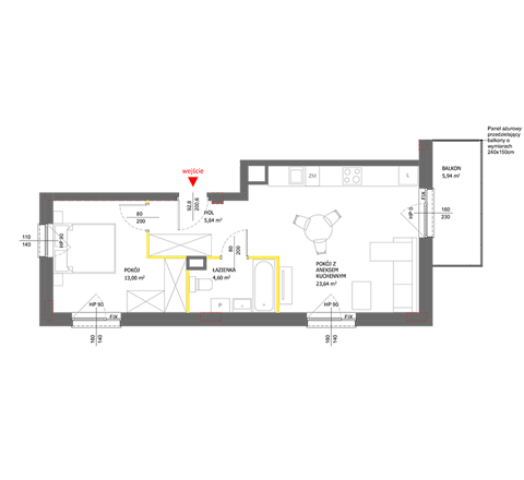 Plan 2 pok. 47m²