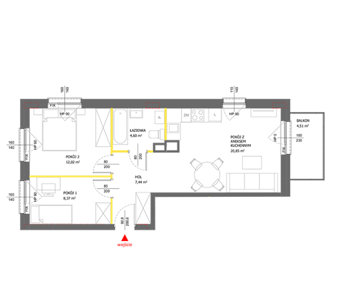 Plan 3 pok. 53m²