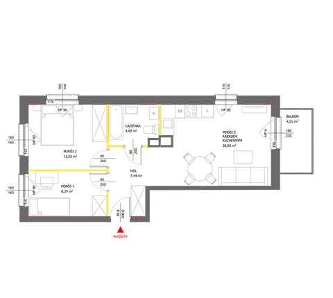 Plan 3 pok. 53m²