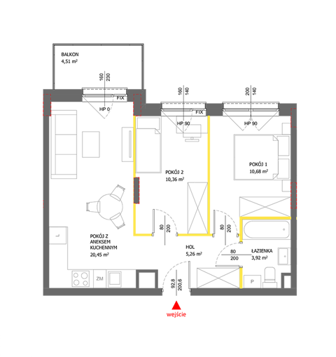 Plan 3 pok. 51m²