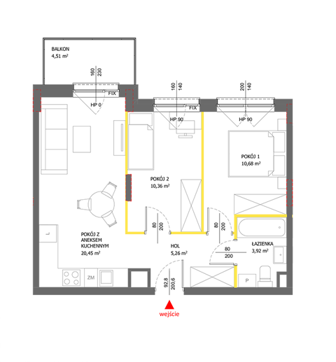 Plan 3 pok. 51m²