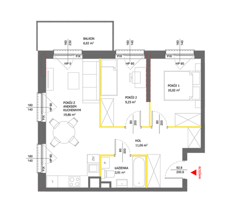 Plan 3 pok. 54m²