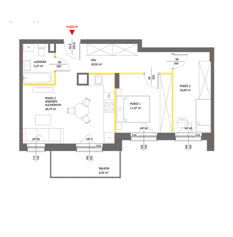 Plan 3 pok. 58m²