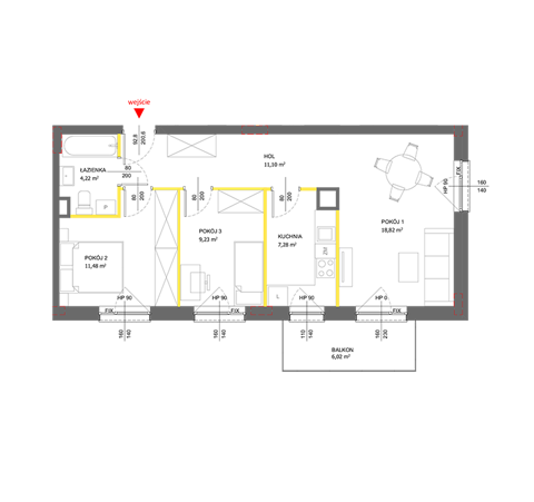 Plan 3 pok. 62m²