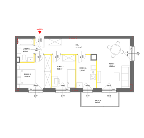 Plan 3 pok. 62m²