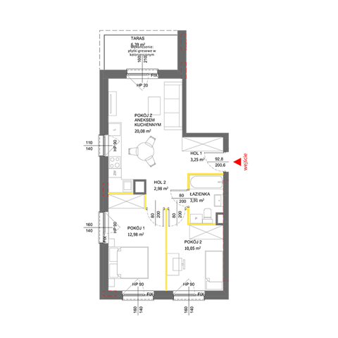 Plan 3 pok. 53m²
