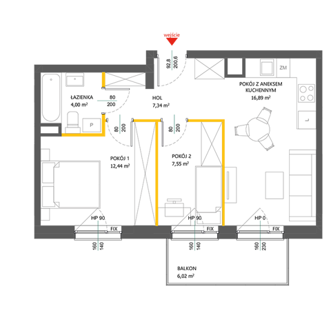 Plan 3 pok. 48m²