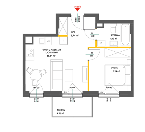 Plan 2 pok. 39m²