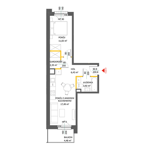 Plan 2 pok. 41m²