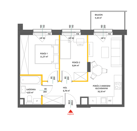 Plan 3 pok. 47m²