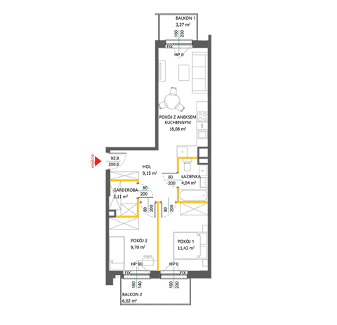 Plan 3 pok. 56m²