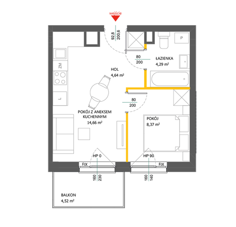 Plan 2 pok. 32m²
