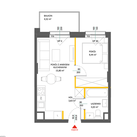 Plan 2 pok. 33m²