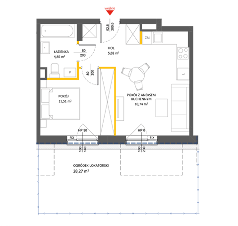 Plan 2 pok. 40m²