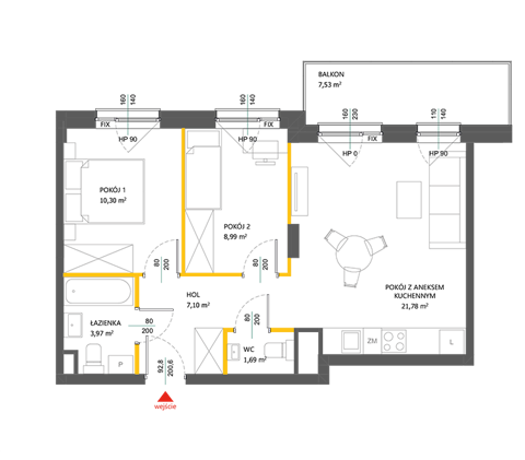 Plan 3 pok. 51m²
